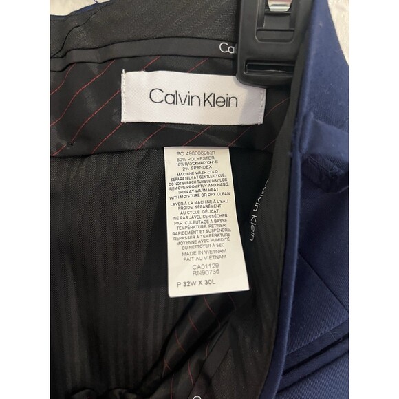 Calvin Klein Men's Blue Slim-Fit Flat-Front Trousers Dress Pants Size 32W x 30L - Picture 6 of 6